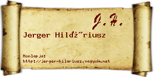 Jerger Hiláriusz névjegykártya